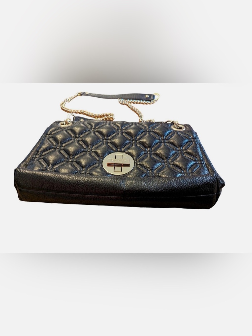 kate spade Black Quilted Leather Shoulder Bag with adjustable Gold Chain - Picture 3 of 9